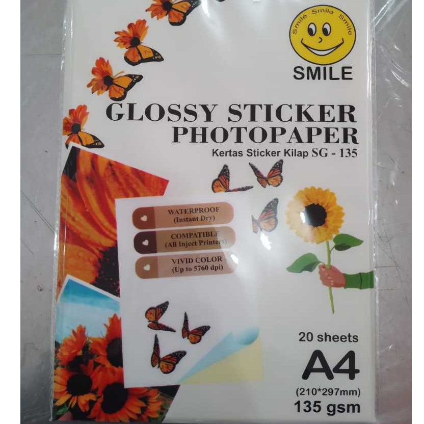 Smile Sticker Glossy Paper  A4 135gsm