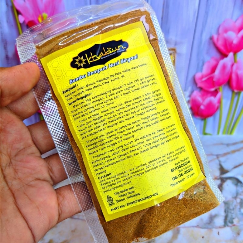 

BUMBU REMPAH NASI BIRYANI 50gr SUDAH IZIN PIRT DAN LABEL HALAL BUMBU HALUS MASAK
