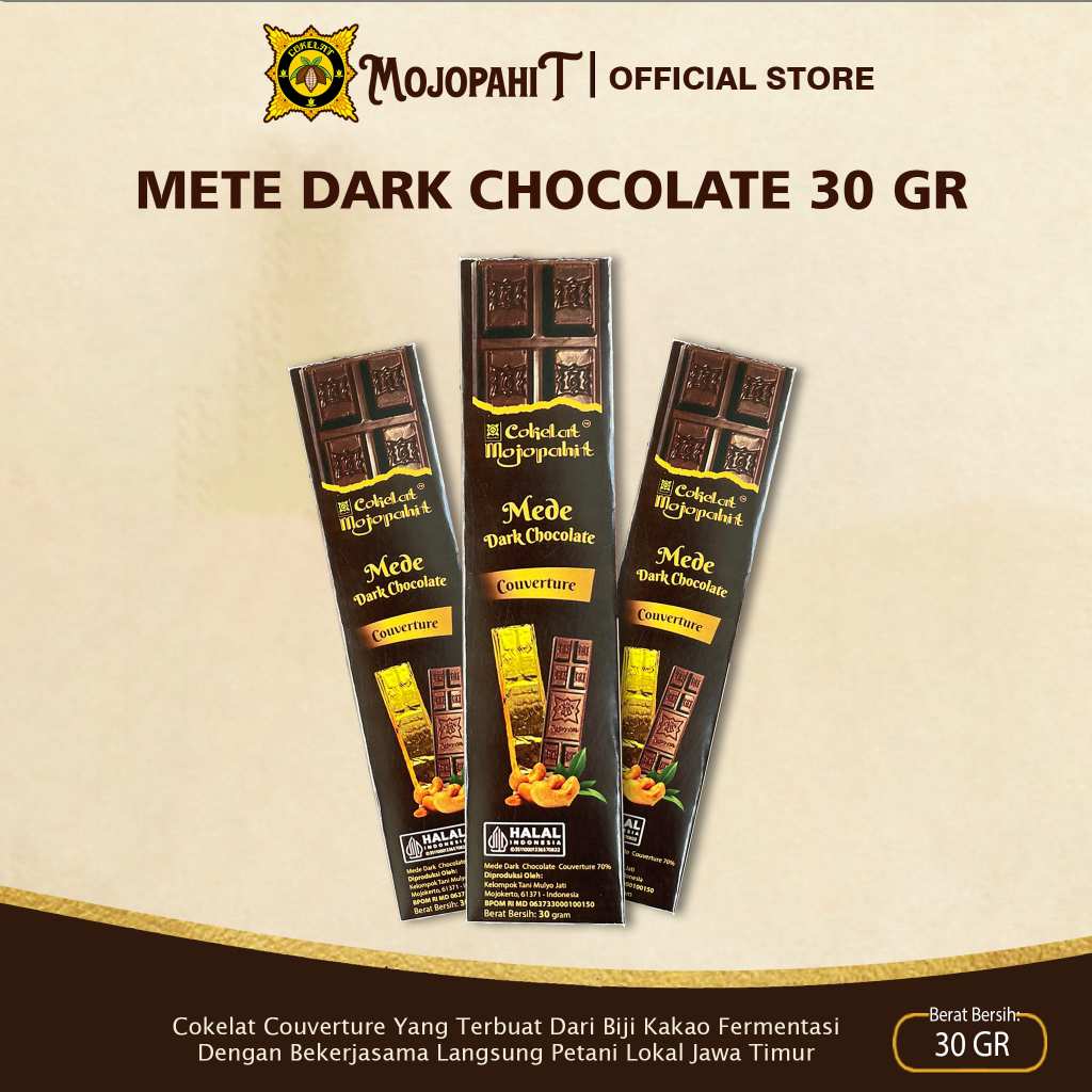 

Cokelat Mojopahit | Mete Dark Chocolate | Bar 30 gram