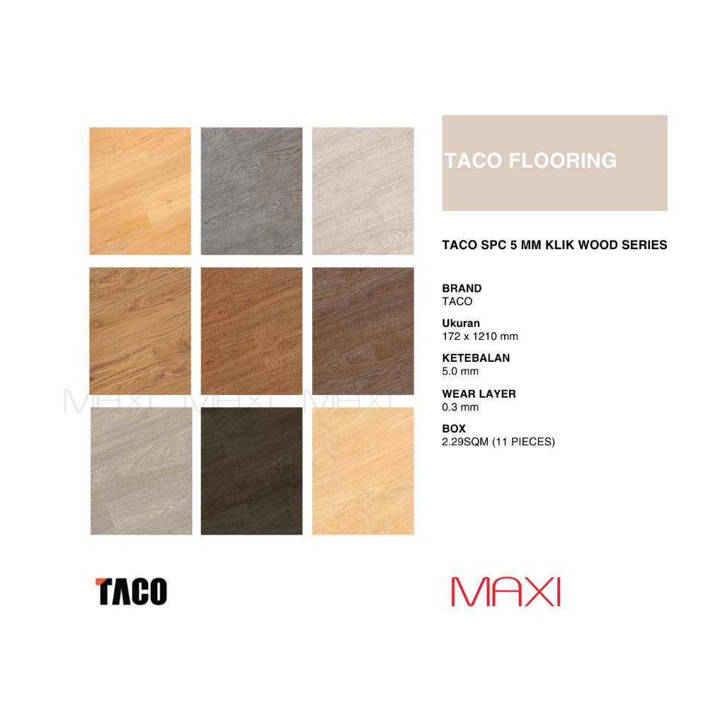Taco SPC 5 mm Klik Wood Series TV-5501 SPC - TV- 5521 SPC