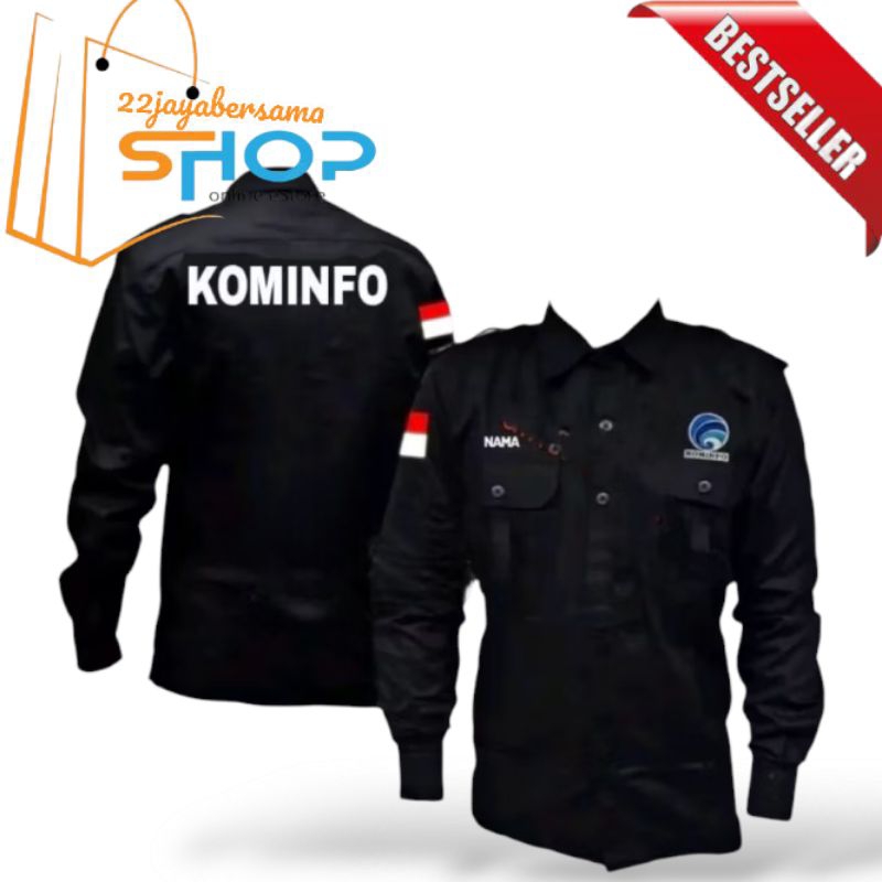 kemeja kominfo | baju seragam kominfo lengan panjang full bordir