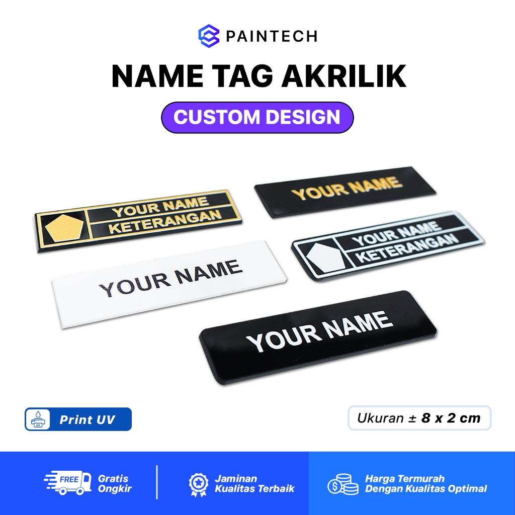 

Nametag Papan Nama Dada Custom Akrilik Magnet Peniti