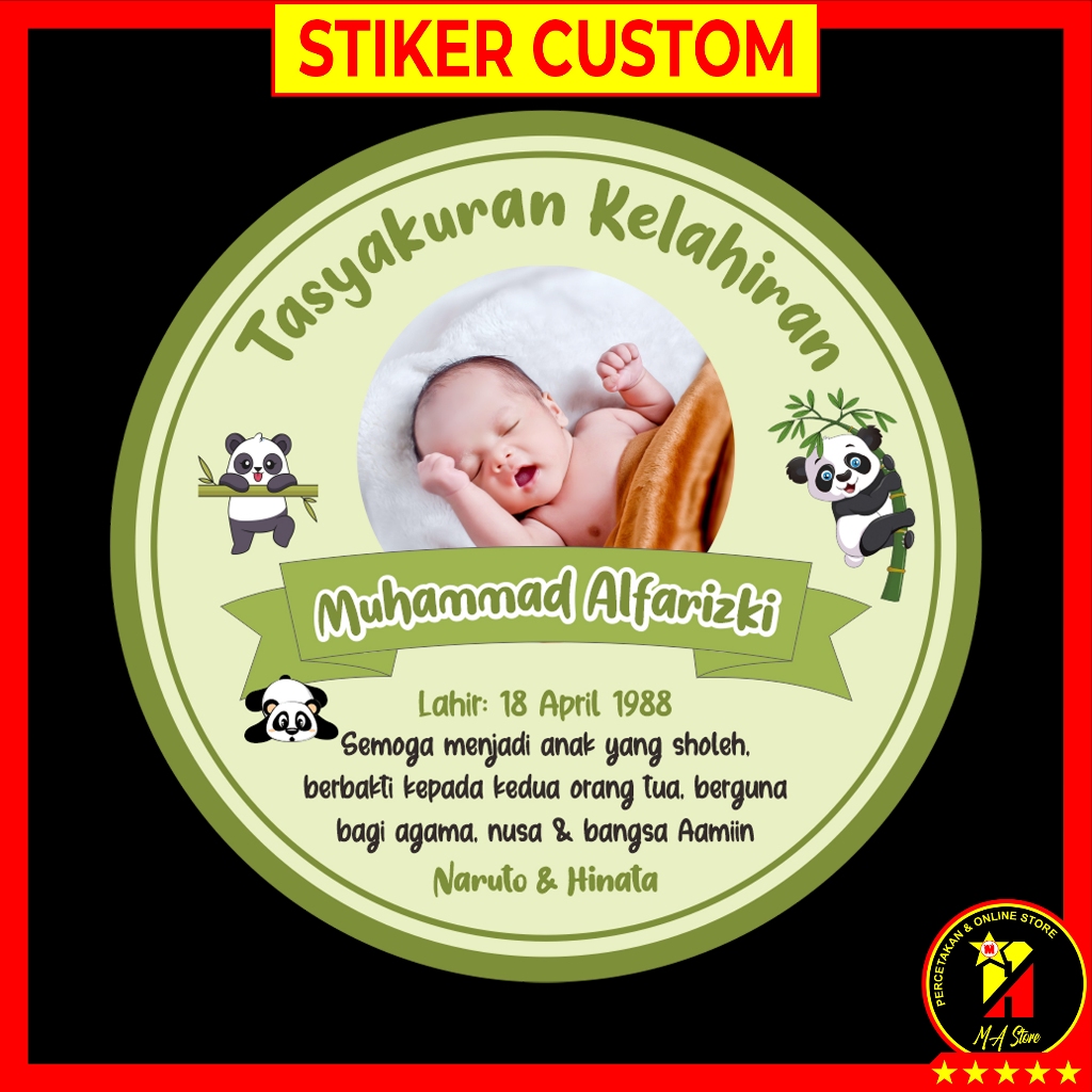 

Stiker Tasyakuran Kelahiran Aqiqah Selametan Custom Bahan Kertas Stiker Cromo
