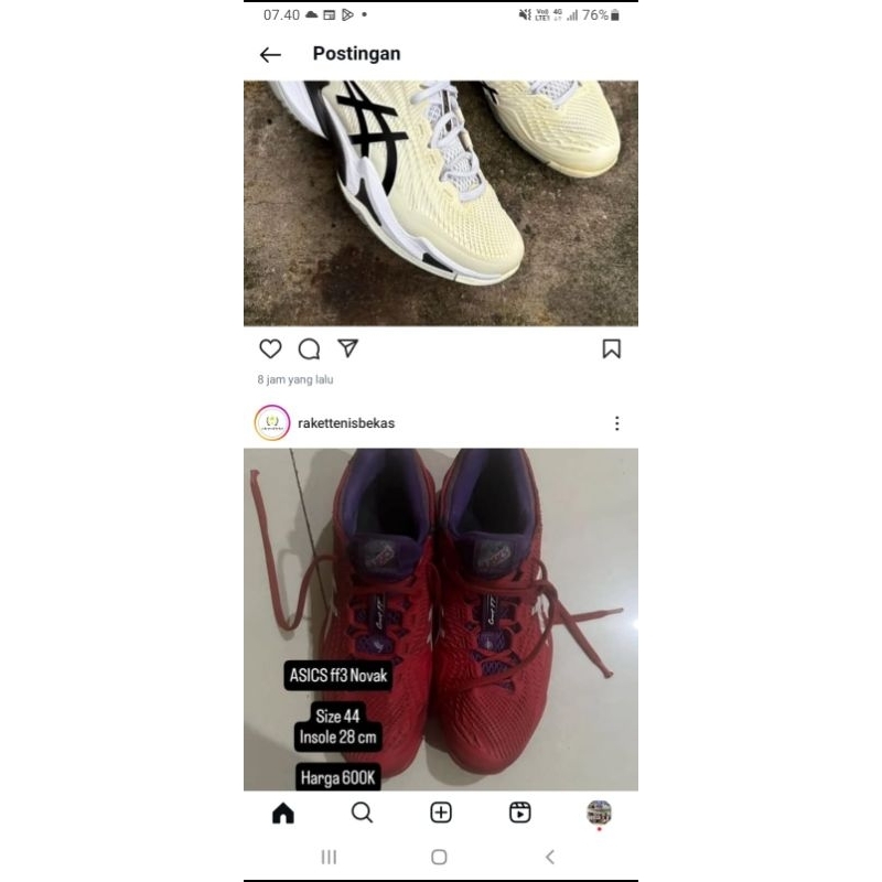 sepatu tenis Asics maroon ff novak