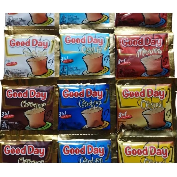 

Good Day Hot All Varian 10 Sachet-Coffee-Kopi Instan Robusta