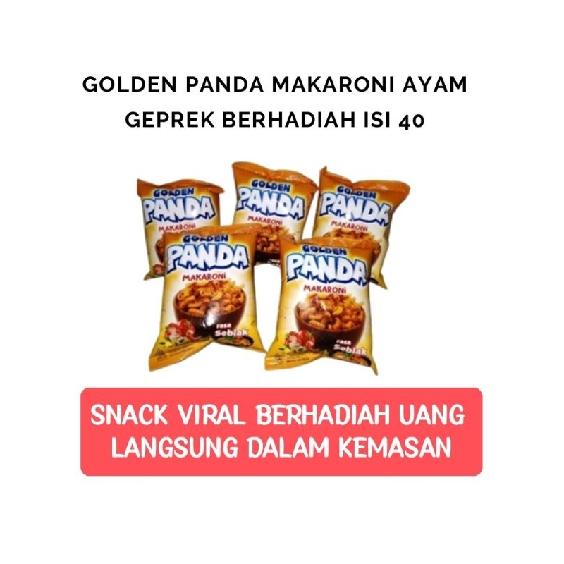 GROSIR PER DUS SNACK VIRAL MAKRONI GOLDEN PANDA BERHADIAH UANG LANGSUNG