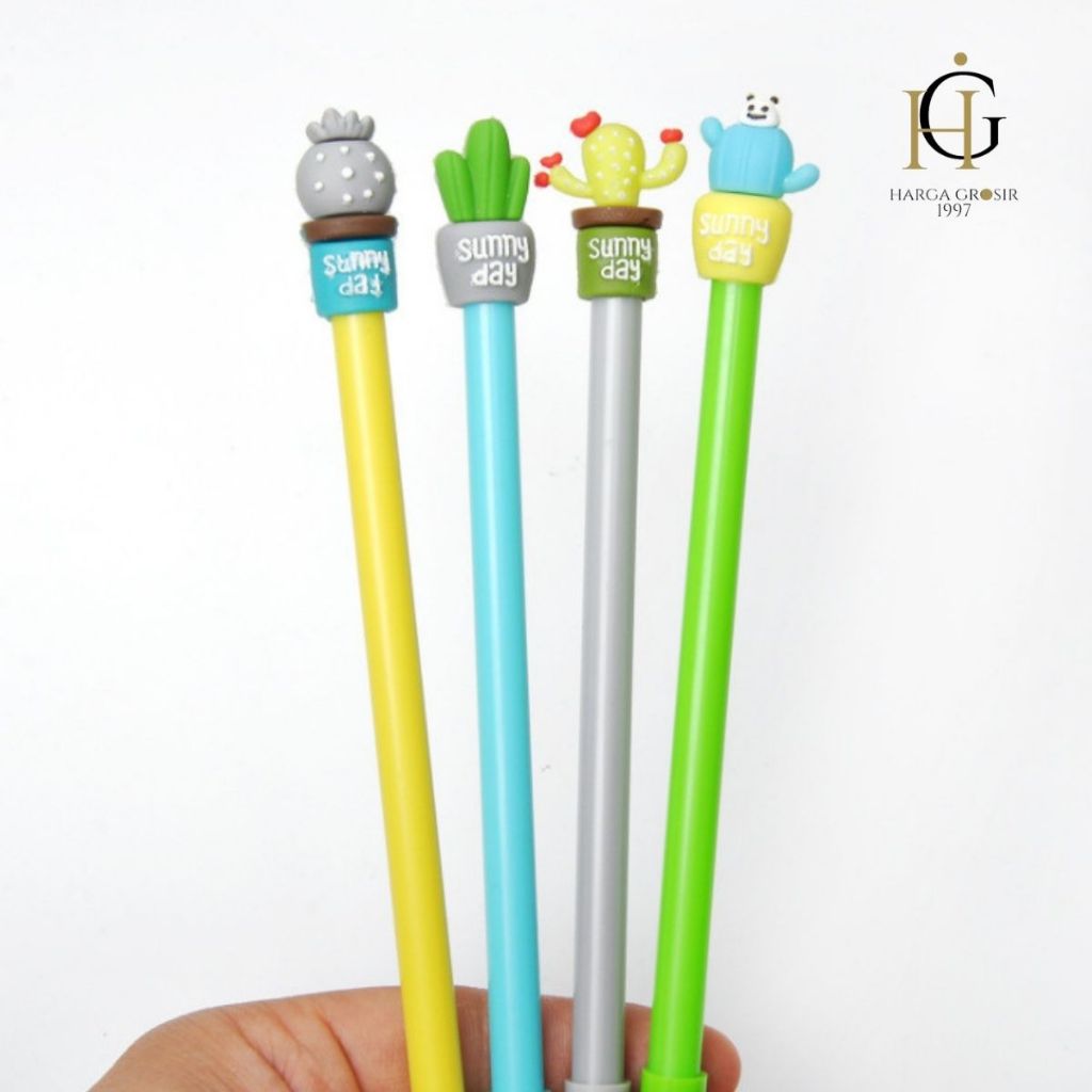 

4/8/12 PCS Pulpen Gel Karakter Model Kaktus Sunny Day Cute Termurah Lucu Alat Tulis Sekolah COD