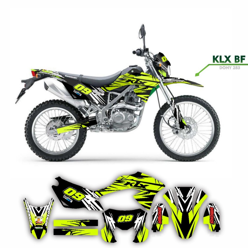 DECAL STIKER MOTOR KLX BF 150 G MOTIF ABSTRACK HIJAU TOSKA KOMBINASI HITAM