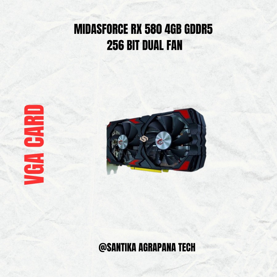 VGA Midasforce RX 580 4GB GDDR5 256 bit Dual Fan - AMD Rx 580 4gb