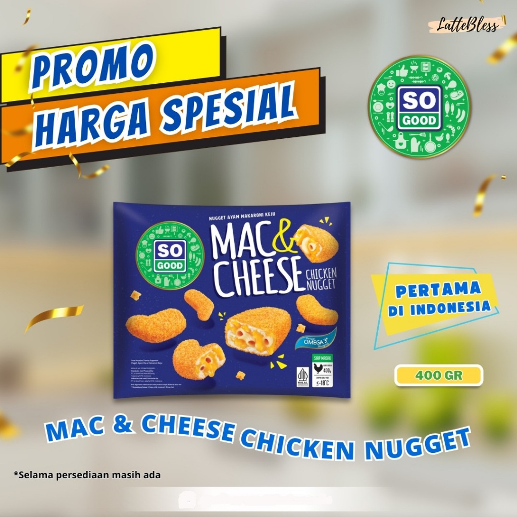

MAC & CHEESE CHICKEN NUGGET SO GOOD 400GR NAGET AYAM MAKARONI KEJU HALAL