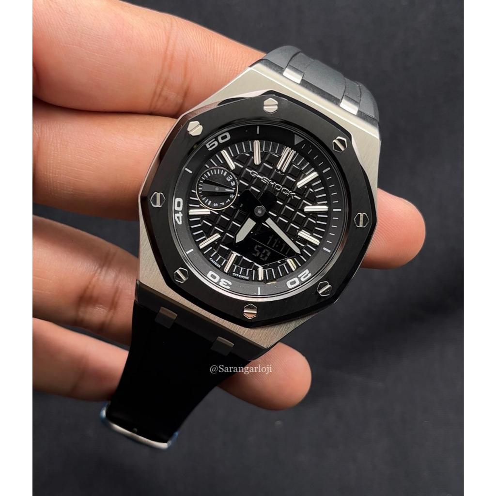 Casio G-SHOCK GA-2100 g-shock ga2100 MOD Custom Silver Black Rubber