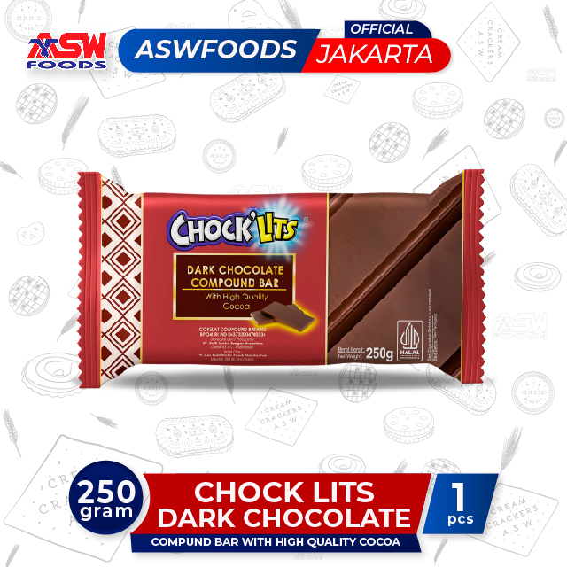 

CHOCKLITS DARK CHOCOLATE COMPOUND BAR 250 gram - COKLAT BATANG UNTUK BAHAN KUE ( Pcs )