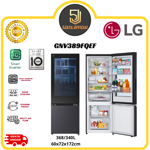 Kulkas LG Bottom Freezer Instaview Freezer Bawah 368L/340L - GNV389FQEF / GNB389FQAM
