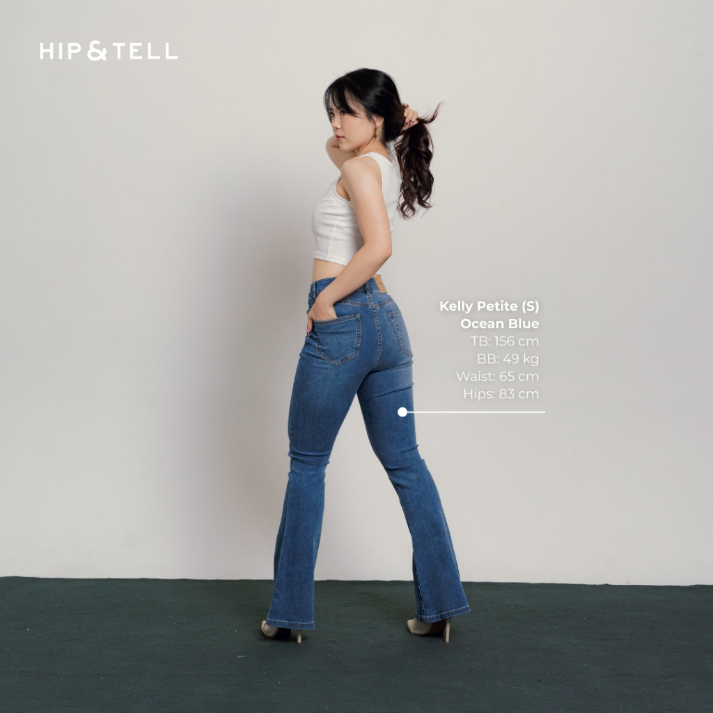 RB4 Hip&Tell Petite Highwaist Cutbray Jeans Kelly Jeans Dark Blue Light Blue Ocean Blue Denim