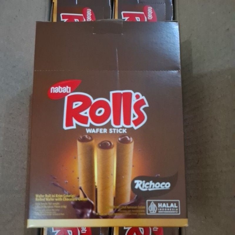 

nabati wafer stick Roll's 6 gram/pcs (1 kotak isi 20 pcs)