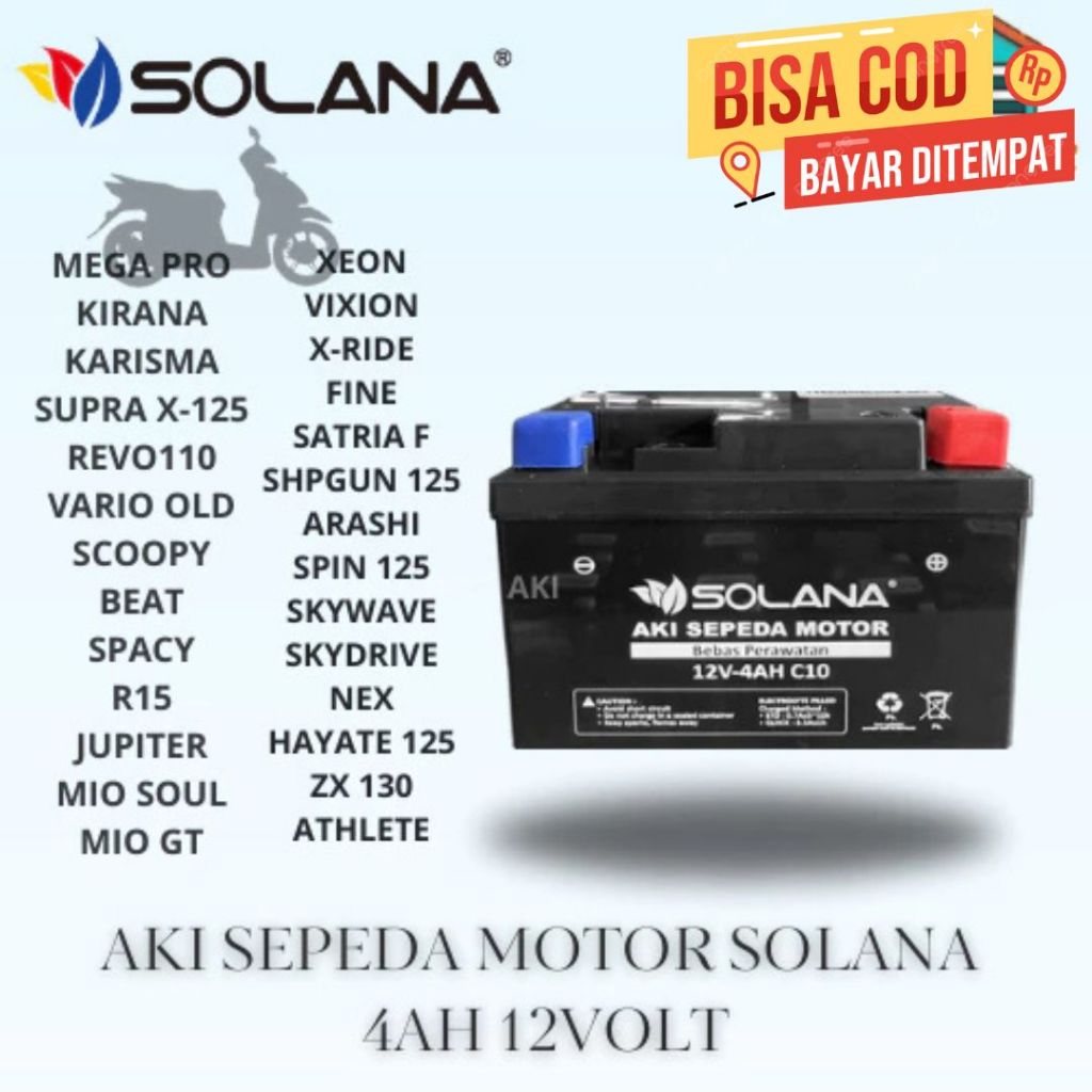 Aki sepeda motor 12v 4ah / battery motor / aki motor solana / aki motor beat / aki scoopy / Accu Bat
