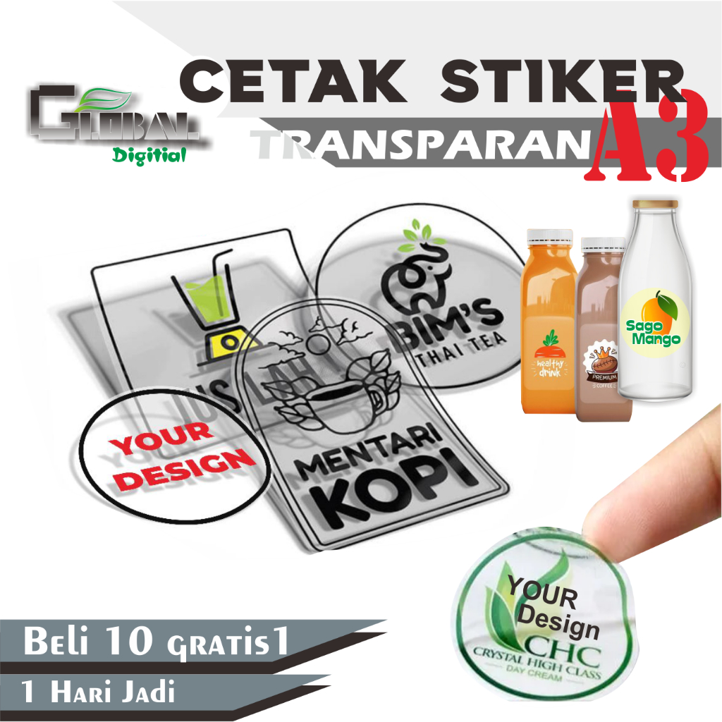 

CETAK STIKER LABEL TRANSPARAN / LABEL TRANSPARAN / STIKER WATERPROOF / STIKER LABEL USAHA / STIKER KISS CUT