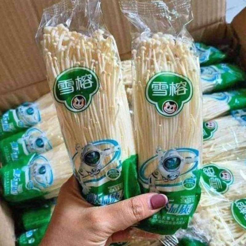

Jamur Enoki Import 100 Gram (Banded Isi 5 Pack)