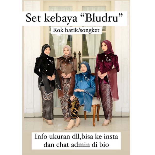 kebaya kutubaru / kain kebaya bludru / kebaya budru (harga set)