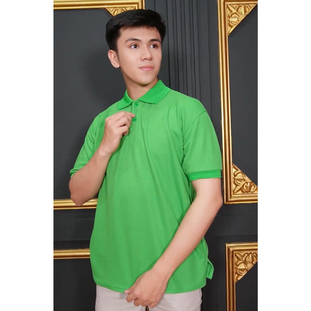 Polo Shirt Krah Kombinasi Hijau Fuji Polos Unisex Cowok Cewek polos Kaos Kerah Murah Kerah