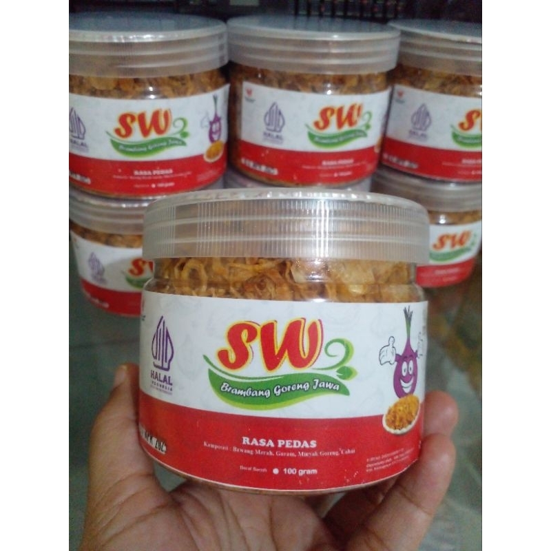 

Bawang goreng SW Brambang goreng jawa rasa pedas 100gram