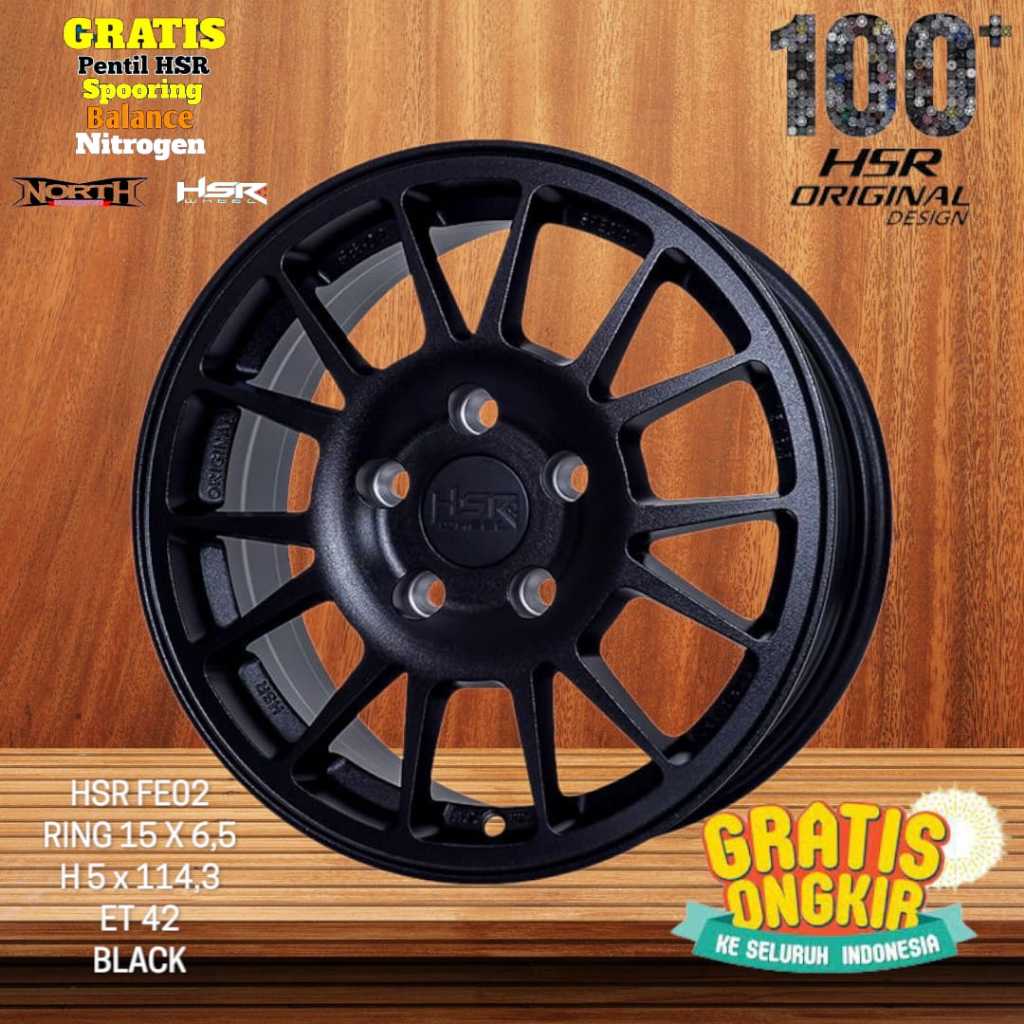 Velg mobil luxio Ring 15 model rally HSR FE02 warna matt grey