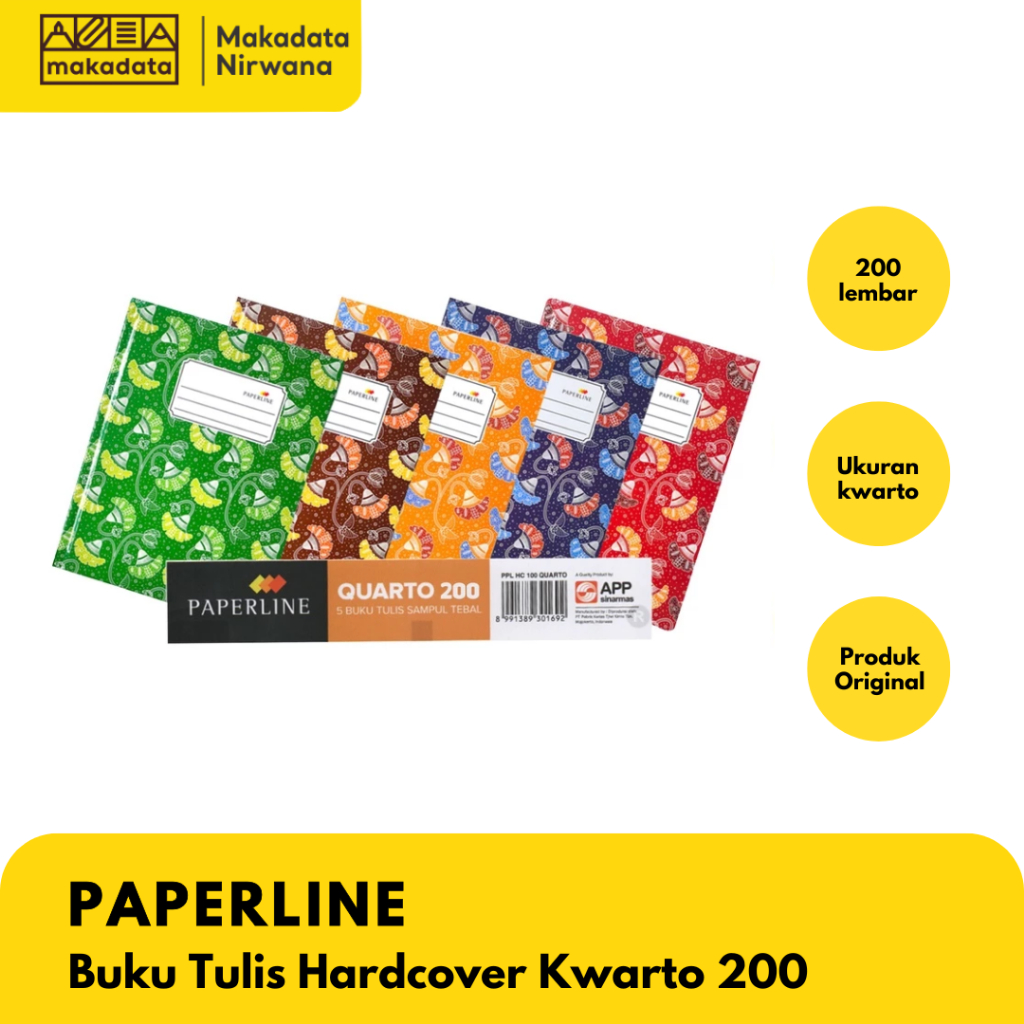

BUKU TULIS KWARTO KUARTO QUARTO HARDCOVER ISI 200 LEMBAR PAPERLINE