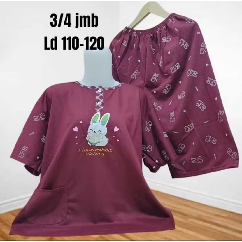 BAJU TIDUR 3/4 WANITA JUMBO LD 110-120