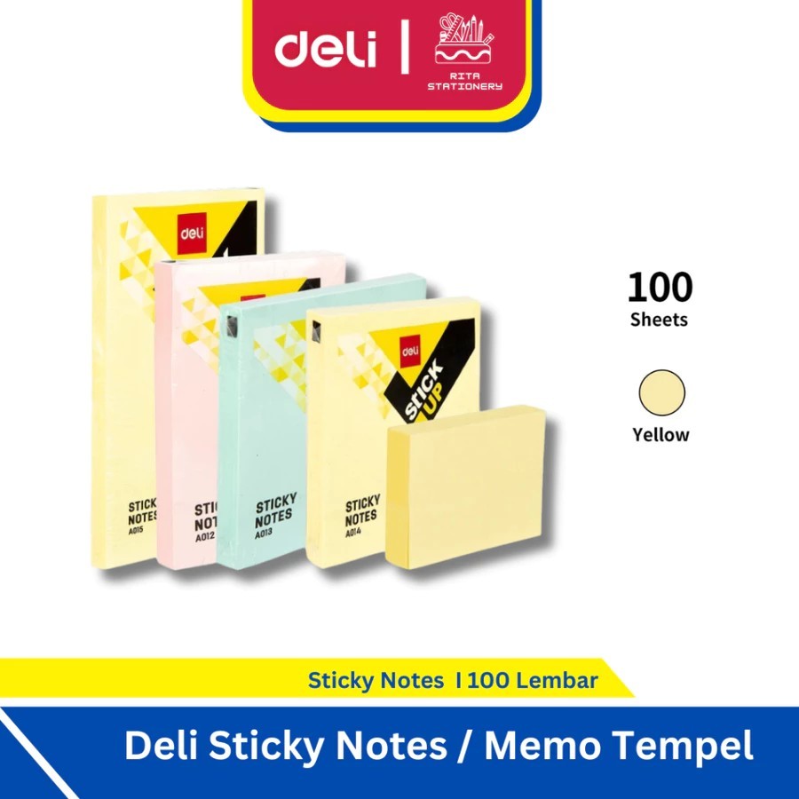 

Deli Sticky Notes / Memo Tempel / Kertas Penanda 100 Lembar Warna Kuning / Sticky