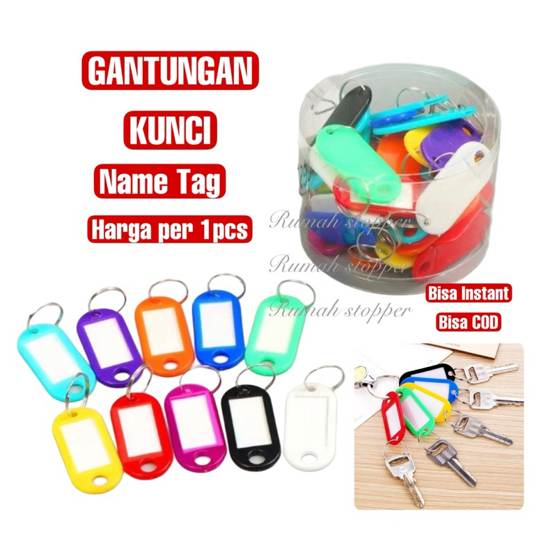 

1pcs Gantungan kunci name tag / ganci label nama / keychain label / ganci warna warni serbaguna