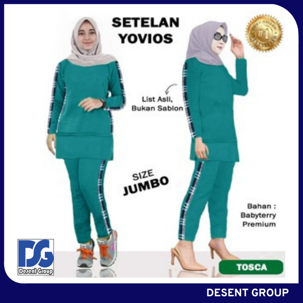 DG | YOVIOS BURBERRY – Setelan Training Olahraga Wanita Babyterry Lengan Panjang Adem & Stylish