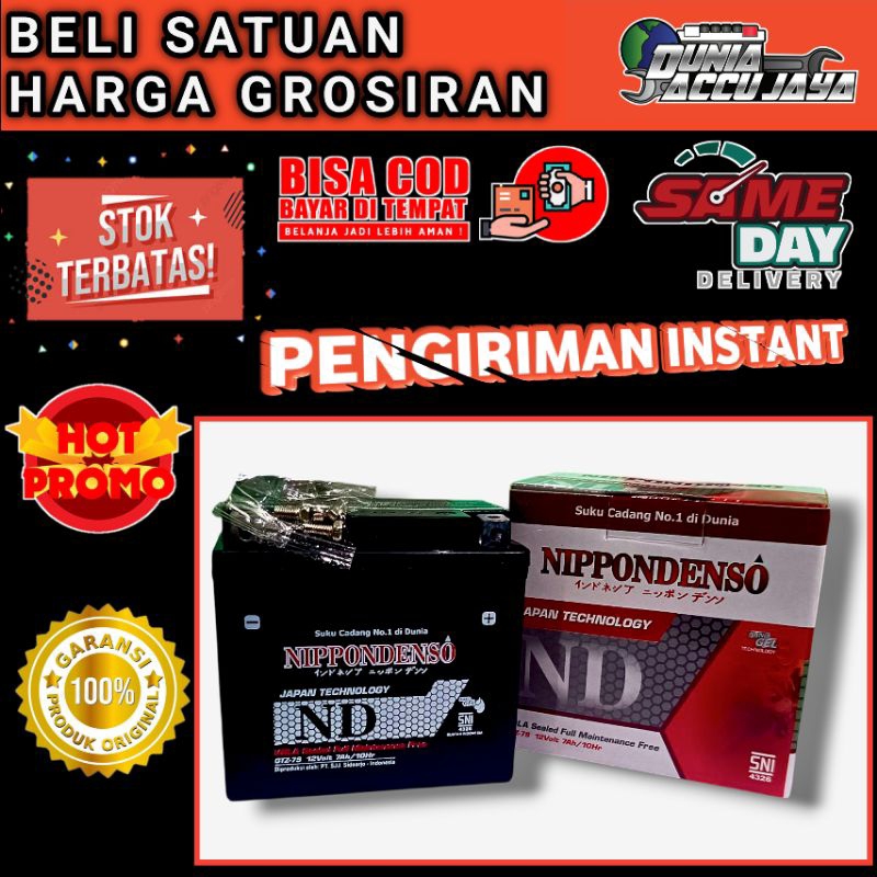 Aki motor kering NIPPONDENSO original BERGARANSI gtz7s gtz6v 7ah 12v matic kopling bebek Honda New S