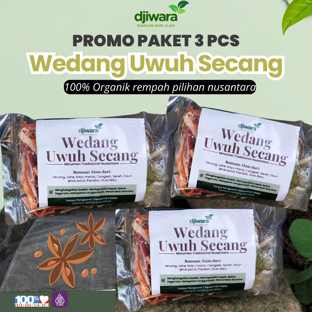 

Djiwara Herbal Wedang Uwuh Secang | Jamu Sehat Hangatkan Badan & Tambah Stamina + gula batu
