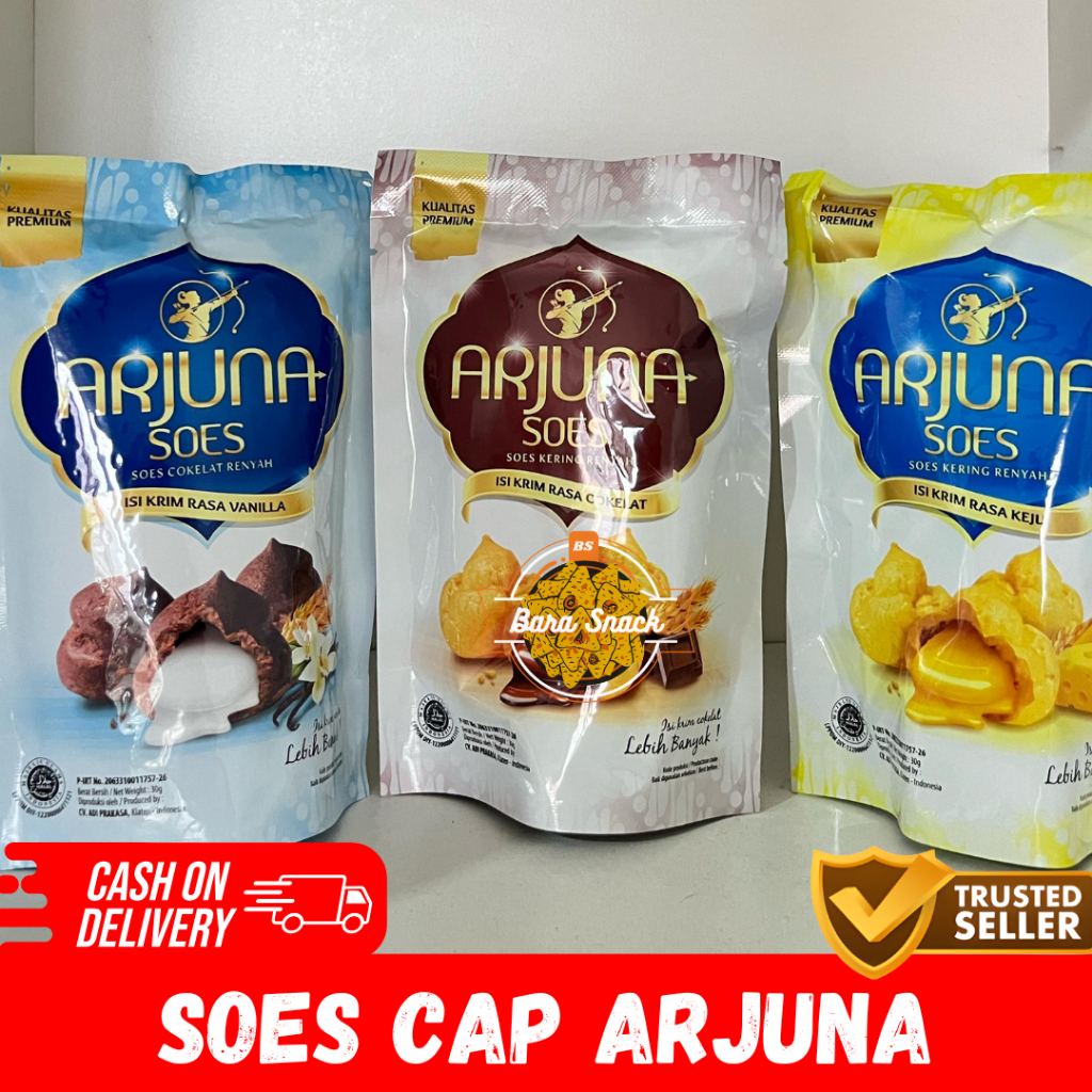 

Soes Coklat Vanilla Keju Strawberry Premium / Sus Kering Isi Krim Cap Arjuna
