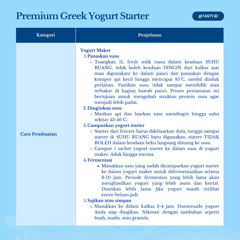 

IO Premium Greek Yogurt Starter / Yogurt Culture / Kultur Yogurt / Bibit Greek Yogurt / Biang Yogurt