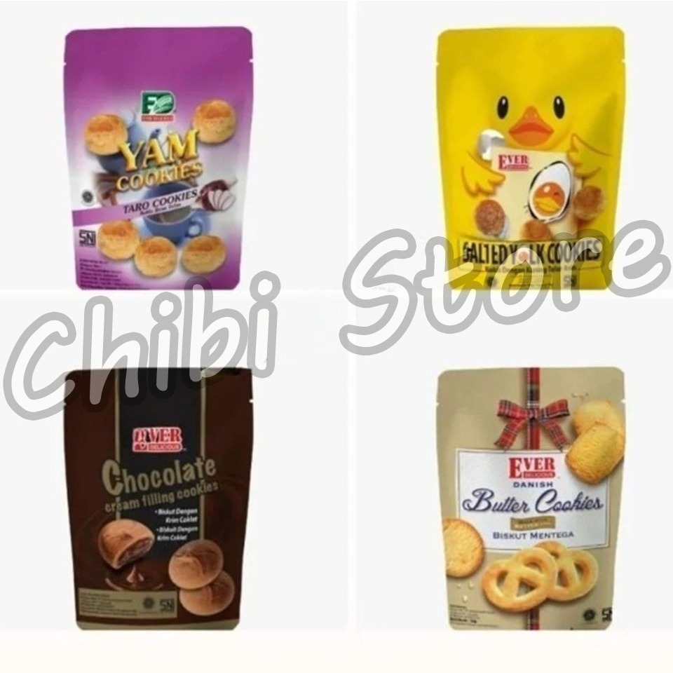 

Ever Delicious Cookies Pack - Butter Cookies Chocolate Cookies Salted Cookies Yam Cookies - Biscuit Malaysia - Biskuit Rasa Mentega Rasa Cokelat Rasa Telur Asin Rasa Talas 150g