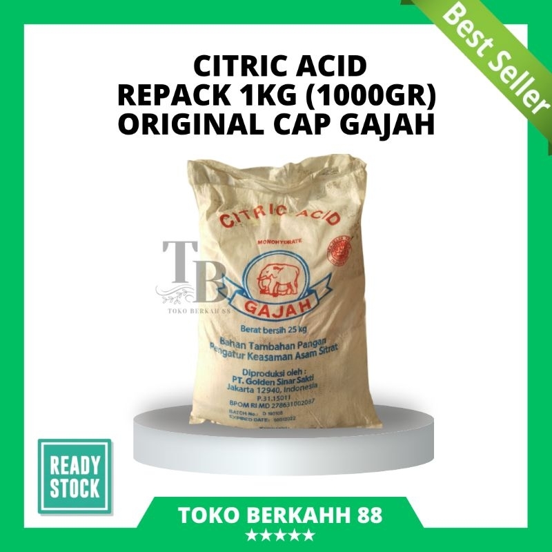 SITRUN CAP GAJAH ORIGINAL | CITRIC ACID PEMBERSIH SERBAGUNA | BIANG SITRUN REPACK 1KG