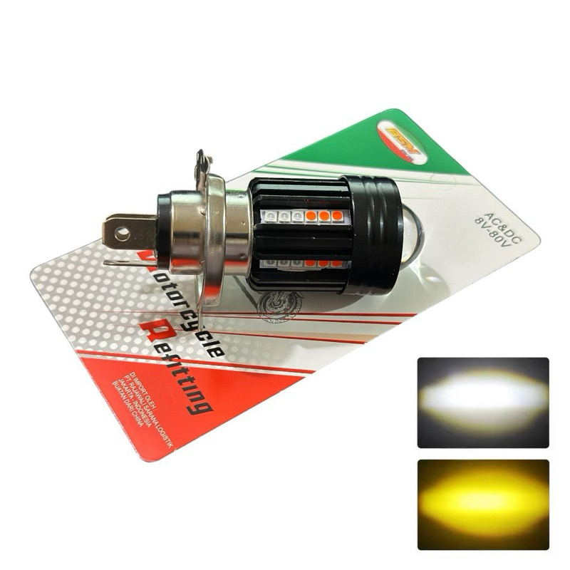 ORIGINAL LAMPU UTAMA MOTOR H4 LASER 30 LED ALIEN H4 LED LASER 2 WARNA HI / LOO 20 WATT | BOHLAM LED 