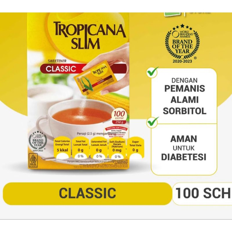 

TROPICANA SLIM gula jagung 100sachet 250g