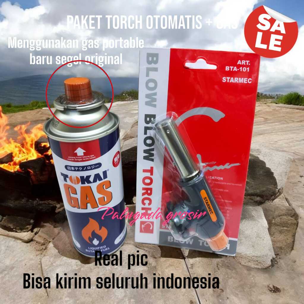 Paket Blow Torch/Kepala Las Gas Kaleng Otomatis /flame gun Starmec BTA-101 Plus Gas