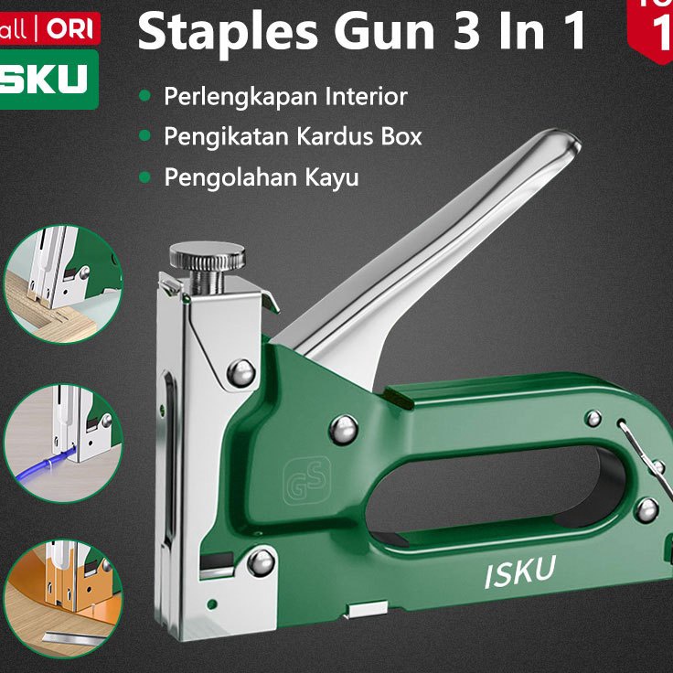 

ISKU Staples tembak jok motorStapler tembak kayu gun paku steples tembak 3 in 1 tacker Bisa 3 Jenis Staples