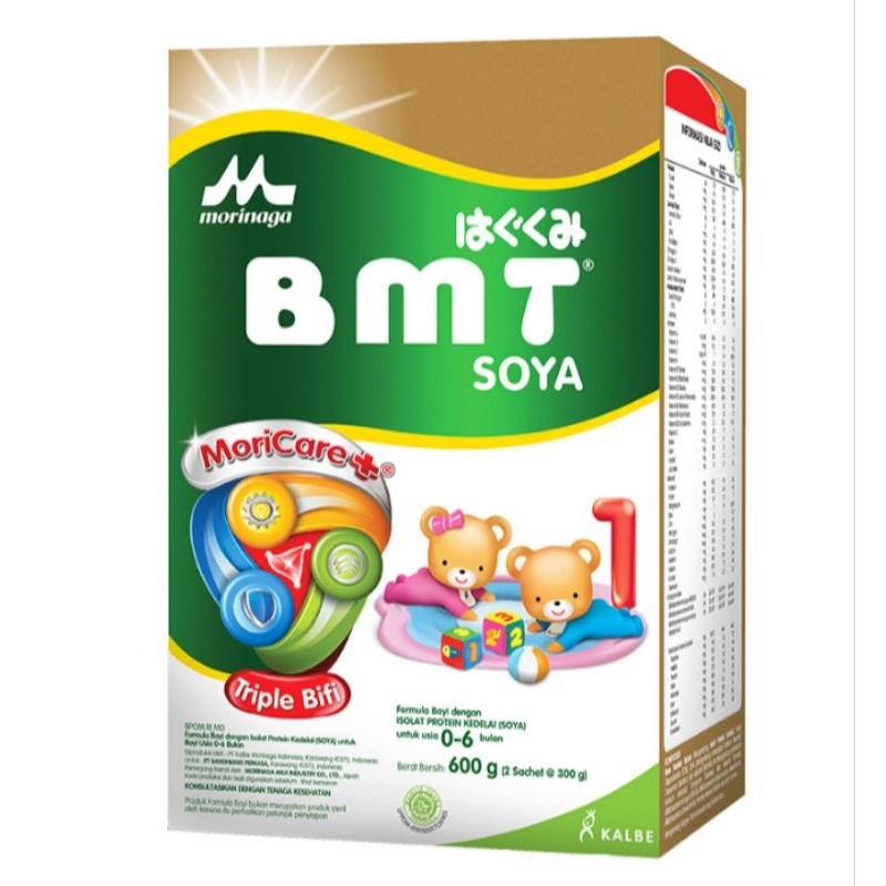

Morinaga BMT 1 susu bubuk SOYA Moricare+ Triple Bifi untuk usia bayi 0-6 bulan isi 600 gram