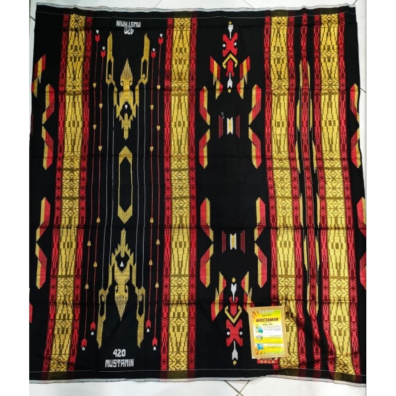 Sarung Mustamin 420 SGE, SIC, SGL Gold Full Sutra Songket Timbul Jahit Tengah ATBM (COD)