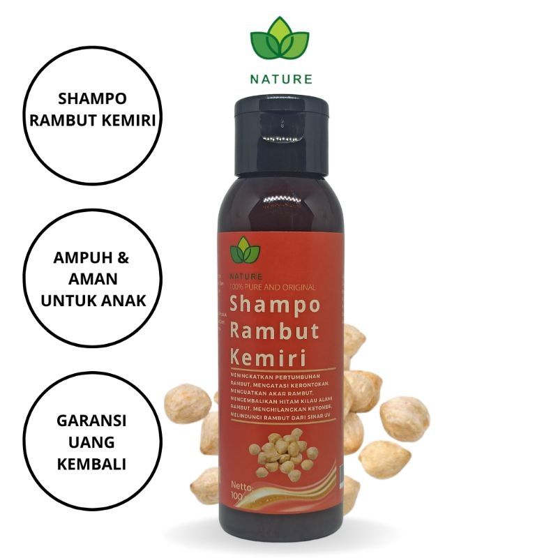 Shampoo Kemiri Nature Asli Penumbuh Rambut Cepat Anti Ketombe dan Rontok Penghitam Rambut Uban 100 m