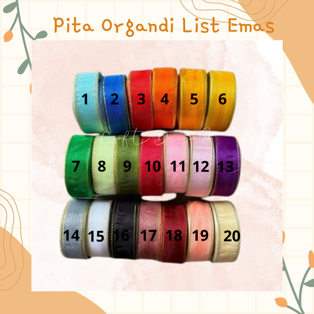 

Pita Organdi List Emas 1 Inch (2,5 Cm) / Pita Organza