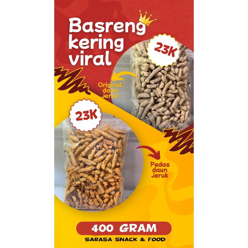 

BASRENG KERING VIRAL EXTRA PEDAS DAUN JERUK 400 gram