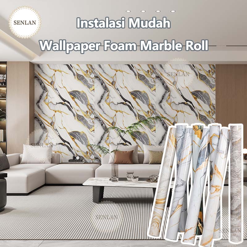 Wallpaper Dinding Vinyl Marmer 1.2 x 2.8 Meter Tebal 2.5mm / Sticker Dinding Motif Marmer PVC Foam S