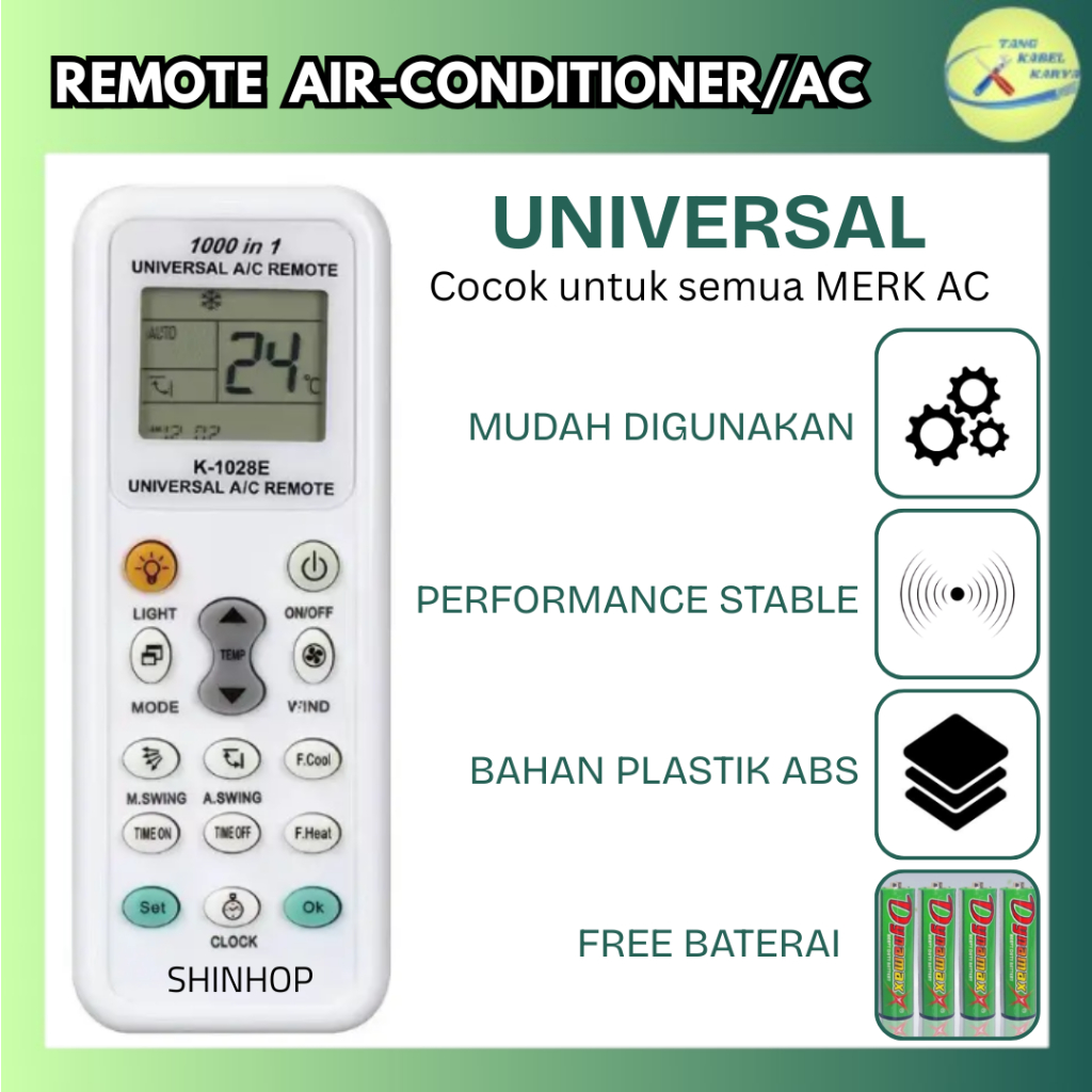 REMOTE REMOT AC/KIPAS ANGIN AC MULTI UNIVERSAL SHINHOP K-1028E