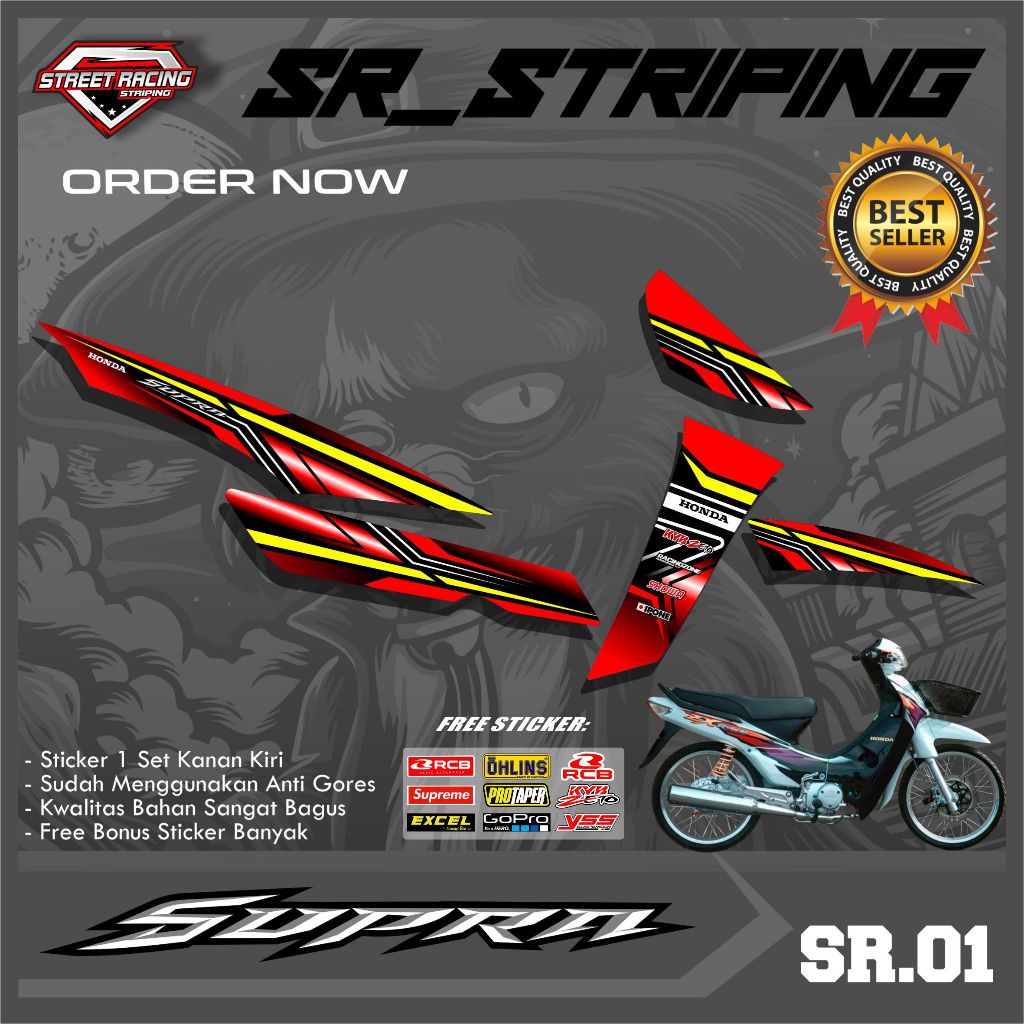 Striping Supra Lama 100/Old, Supra X, Supra Fit Lama - Sticker Striping List Variasi Motor Supra Lam
