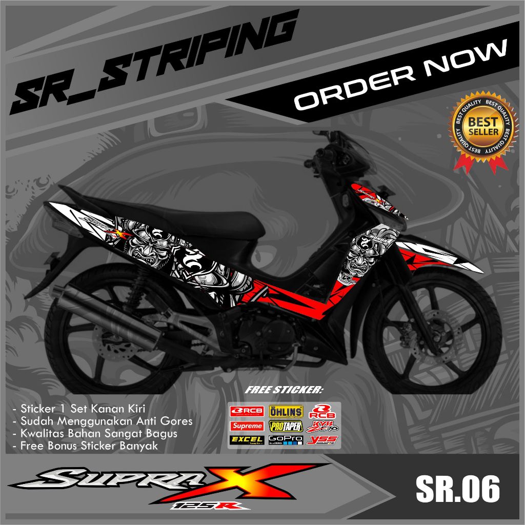 Striping Stiker Variasi Honda SUPRA X 125 R - Sticker Motif Simple List Style STRIPING MOTOR SUPRA X